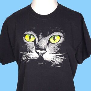 Art Brands Womens Kitty Cat T shirt Large Black Crazy Cat Lady Top Black